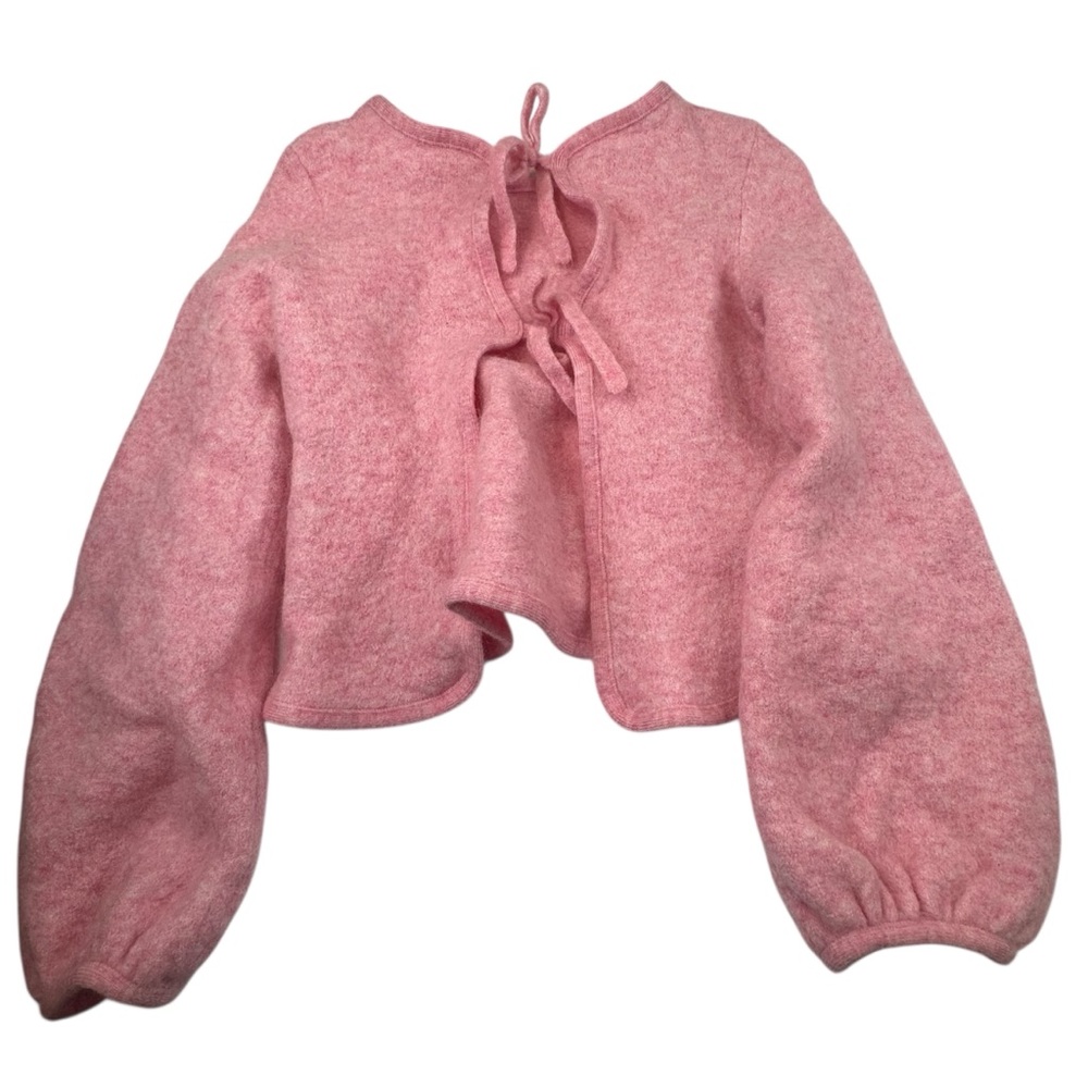 SÉZANE Paris Marie Cardigan Women Size Small Wool Pink Tie Preppy Pullover Top